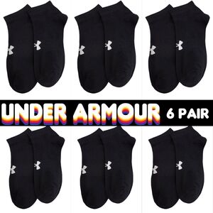 Under Armour Training No Show Socks BNWT Black White Logo Womens Small Youth Lar